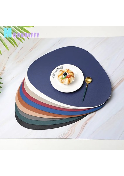 09 41X34 cm Iskandinav Yaratıcı Deri Servis Altlığı Su Geçirmez Isı Yalıtımı Çift Taraflı Deri Üçgen Servis Altlığı Düzensiz Düz Renk Coaster (Yurt Dışından)