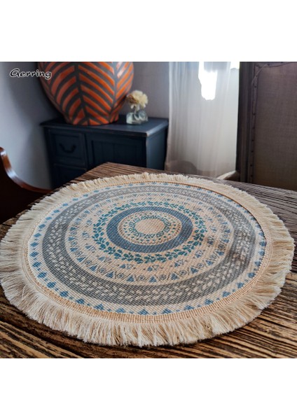 E7 Yuvarlak 16 cm Gerring Bohemian Romantik Placemats Masa Iskandinav Dokuma Yemek Masası Mat Pamuk Ped Coaster Parti Düğün Masa Süsü (Yurt Dışından)
