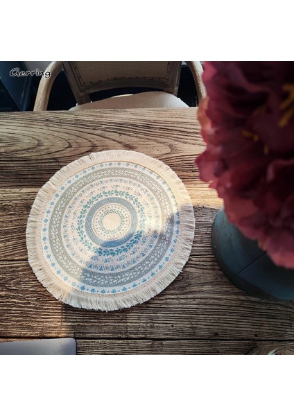 E7 Yuvarlak 16 cm Gerring Bohemian Romantik Placemats Masa Iskandinav Dokuma Yemek Masası Mat Pamuk Ped Coaster Parti Düğün Masa Süsü (Yurt Dışından)