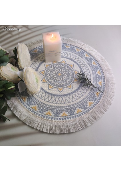 E7 Yuvarlak 16 cm Gerring Bohemian Romantik Placemats Masa Iskandinav Dokuma Yemek Masası Mat Pamuk Ped Coaster Parti Düğün Masa Süsü (Yurt Dışından)