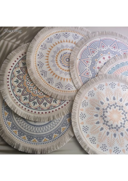 E7 Yuvarlak 16 cm Gerring Bohemian Romantik Placemats Masa Iskandinav Dokuma Yemek Masası Mat Pamuk Ped Coaster Parti Düğün Masa Süsü (Yurt Dışından)