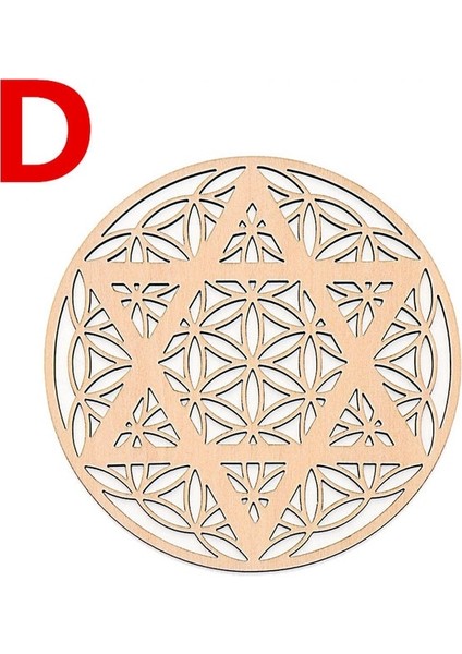 D 10PCS 10CM 10PCS Çakra Yaşam Çiçeği Doğal Sembol Ahşap Yuvarlak Kenar Daireleri Oyma Coaster Taş Kristal Seti Dıy Dekor Paspaslar Pedleri (Yurt Dışından)