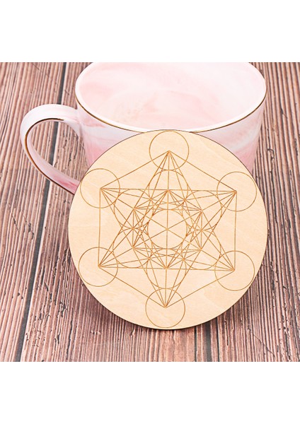 D 10PCS 10CM 10PCS Çakra Yaşam Çiçeği Doğal Sembol Ahşap Yuvarlak Kenar Daireleri Oyma Coaster Taş Kristal Seti Dıy Dekor Paspaslar Pedleri (Yurt Dışından)