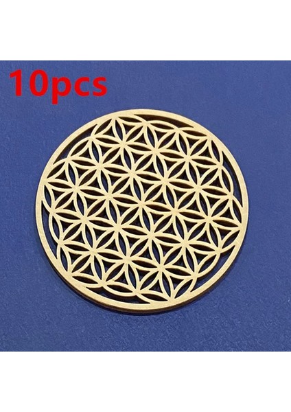 D 10PCS 10CM 10PCS Çakra Yaşam Çiçeği Doğal Sembol Ahşap Yuvarlak Kenar Daireleri Oyma Coaster Taş Kristal Seti Dıy Dekor Paspaslar Pedleri (Yurt Dışından)