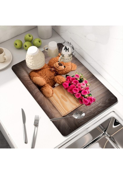 Tw-25-10 L 40X50CM Baskılı Bulaşık Kurutma Mat Süper Emici Kahve Drenaj Pedi Kauçuk Sofra Drenaj Pedi Hızlı Kuru Halı Mutfak Yemek Takımı Placemat (Yurt Dışından)