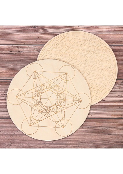 Stil 8-14 cm Yeni Çakra Yaşam Çiçeği Doğal Sembol Ahşap Yuvarlak Kenar Daireler Oyma Coaster Taş Kristal Seti Ev Mutfak Dıy Dekor (Yurt Dışından)