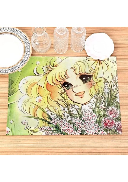 202302-24 30X40 cm Ev Dekor Şeker Şeker Baskı Keten Yemek Masası Paspaslar Alfabe Mutfak Placemat 30X40 cm Bardak Pedleri Kase Fincan Mat (Yurt Dışından)