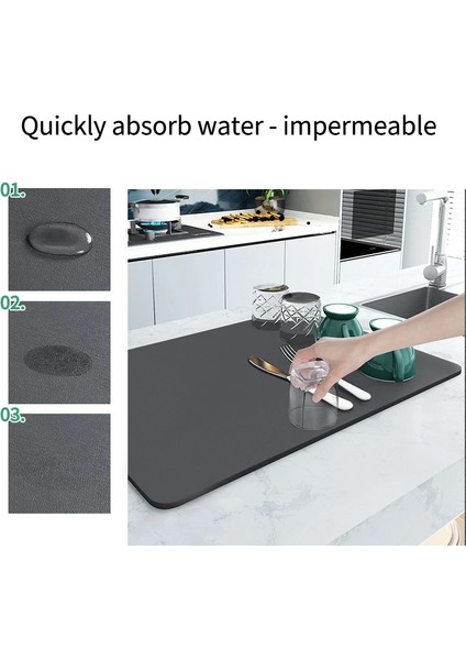 Kauçuk Paspaslar Gri L 40 x 50CM Ev Saklama Paspasları Mutfak Emici Ped Kuru Drenaj Mat Lavabo Lavabo Kahve Makinesi Pedleri Masa Servis Altlığı Musluk Anti Sıçrama (Yurt Dışından)