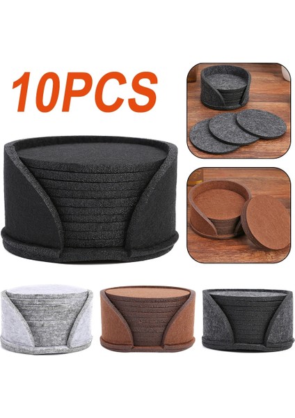 01 10 Adet Gösterildiği Gibi 10 Adet Yuvarlak Keçe Coaster Yemek Masası Koruyucu Ped Isıya Dayanıklı Fincan Mat Kahve Çay Sıcak Içecek Kupa Placemat Aksesuarları (Yurt Dışından)