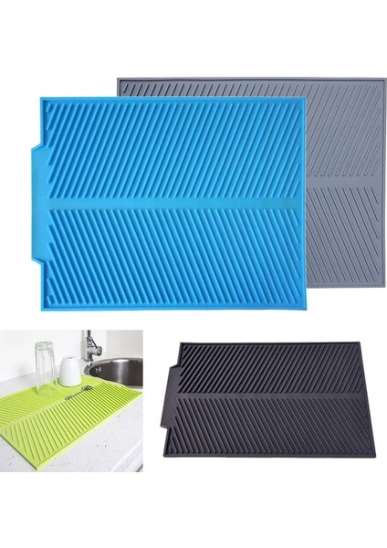 Siyah 29X14.5CM M Katlanabilir Yalıtımlı Yumuşak Kauçuk Tabaklar Koruyucu Lavabo Mat Masa Mutfak Ev Kaymaz Kurutma Bulaşıkları Drenaj Mat Mutfak Lavabo Mat (Yurt Dışından)