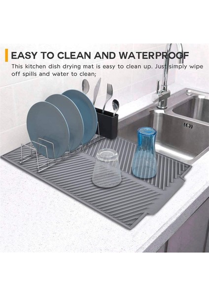 Siyah 29X14.5CM M Katlanabilir Yalıtımlı Yumuşak Kauçuk Tabaklar Koruyucu Lavabo Mat Masa Mutfak Ev Kaymaz Kurutma Bulaşıkları Drenaj Mat Mutfak Lavabo Mat (Yurt Dışından)
