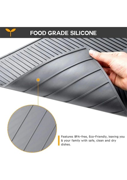 Siyah 29X14.5CM M Katlanabilir Yalıtımlı Yumuşak Kauçuk Tabaklar Koruyucu Lavabo Mat Masa Mutfak Ev Kaymaz Kurutma Bulaşıkları Drenaj Mat Mutfak Lavabo Mat (Yurt Dışından)