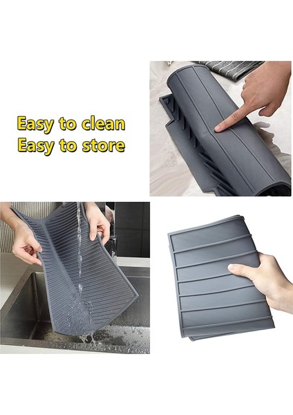 Siyah 29X14.5CM M Katlanabilir Yalıtımlı Yumuşak Kauçuk Tabaklar Koruyucu Lavabo Mat Masa Mutfak Ev Kaymaz Kurutma Bulaşıkları Drenaj Mat Mutfak Lavabo Mat (Yurt Dışından)