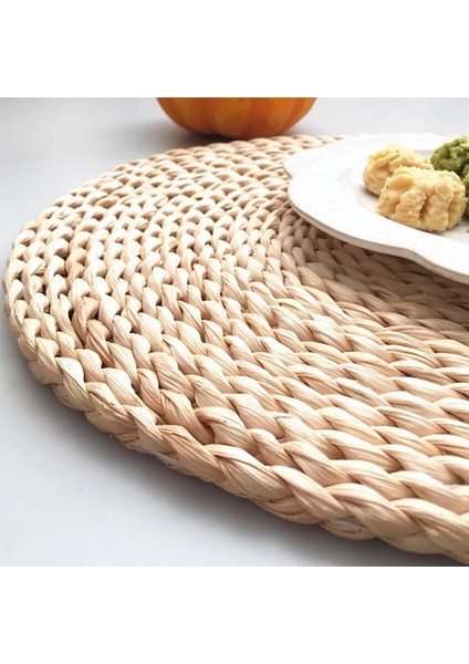 Yuvarlak 40CM Greeon Doğal Mısır Kürk Dokuma Ped Yemek Masası Mat Isı Yalıtım Pot Pad Anti-Haşlanma Bardak Kaymaz Masa Placemats (Yurt Dışından)