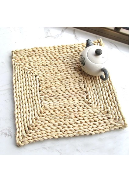 Yuvarlak 40CM Greeon Doğal Mısır Kürk Dokuma Ped Yemek Masası Mat Isı Yalıtım Pot Pad Anti-Haşlanma Bardak Kaymaz Masa Placemats (Yurt Dışından)