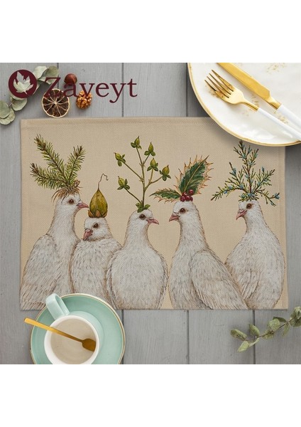 LE1608 42X32 cm Sevimli Hayvan Placemat Kuş Baykuş Keten Yemek Masası Paspaslar Bunny Sincap Coaster Pad Kase Kahve Fincanı Mat Masa Örtüsü 42X32 cm (Yurt Dışından)