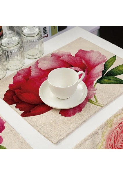 H 1 Adet Çiçek Desen Placemat Yemek Masası Mat Içecek Coaster Pamuk Keten Pedleri Kase Fincan Paspaslar 42*32 cm Mutfak Aksesuarları MP0023 (Yurt Dışından) indirimleri