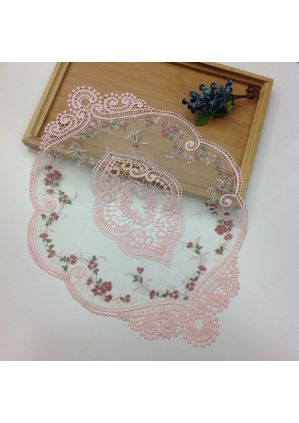 Stil Dört Pembe Bir Boyut Yemek Masası Nakış Zanaat Placemat Avrupa Tarzı Dantel Kumaş Yalıtım Plakası Mat Anti-Haşlanma Coaster Masaüstü Dekorasyon (Yurt Dışından)