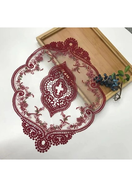 Stil Dört Pembe Bir Boyut Yemek Masası Nakış Zanaat Placemat Avrupa Tarzı Dantel Kumaş Yalıtım Plakası Mat Anti-Haşlanma Coaster Masaüstü Dekorasyon (Yurt Dışından)