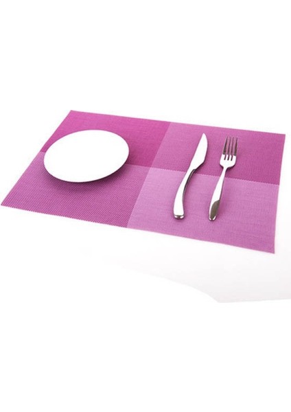 Mor 4 Adet Set Whq 4 Adet/takım Placemats Pvc Masa Mat Renk Bloğu Yemek Disk Pedleri Bardak Şömine Napperon 30*45 cm Plaka Bar Tapete De Lugar (Yurt Dışından)