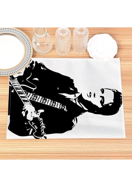 202302-25 30X40 cm Ev Dekor Elvis Presley Baskı Keten Yemek Masası Paspaslar Alfabe Mutfak Placemat 30X40 cm Bardak Pedleri Kase Fincan Mat (Yurt Dışından)