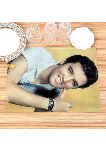 202302-25 30X40 cm Ev Dekor Elvis Presley Baskı Keten Yemek Masası Paspaslar Alfabe Mutfak Placemat 30X40 cm Bardak Pedleri Kase Fincan Mat (Yurt Dışından) fiyatları