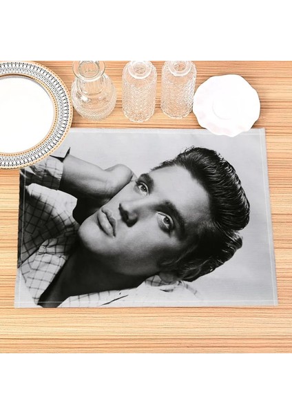 202302-25 30X40 cm Ev Dekor Elvis Presley Baskı Keten Yemek Masası Paspaslar Alfabe Mutfak Placemat 30X40 cm Bardak Pedleri Kase Fincan Mat (Yurt Dışından) modelleri