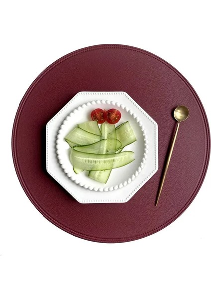 Kırmızı L 38CM Pu Deri Yağa Dayanıklı Kaymaz Mutfak Placemat Aksesuarları Coaster Sofra Pad Kupa Yemek Masası Mat Peçete Ev 51107 (Yurt Dışından)