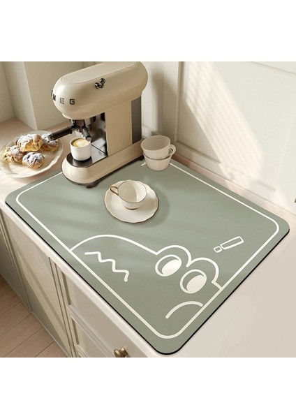 Ejderha Yeşili 20X30 cm Süper Emici Antiskid Büyük Mutfak Emici Drenaj Mat Kahve Bulaşık Kurutma Mat Hızlı Kuru Banyo Drenaj Pedi Sofra Mat (Yurt Dışından)