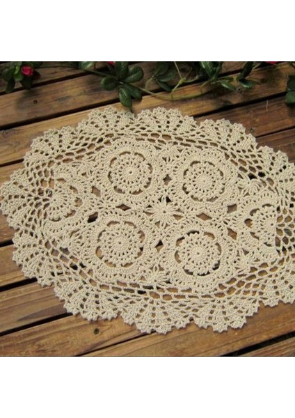 Design1 Bej 6 Adet Vintage Tığ Işi Danteller Oval Masa Mat Shabby Chic Tığ Placemet El Yapımı Düğün Olay Dekor 30X45 cm (Yurt Dışından) fiyatları