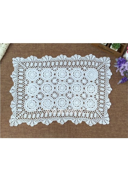 Design1 Bej 6 Adet Vintage Tığ Işi Danteller Oval Masa Mat Shabby Chic Tığ Placemet El Yapımı Düğün Olay Dekor 30X45 cm (Yurt Dışından) indirimleri