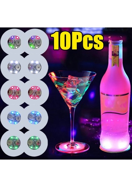 Beyaz Işık 10 Adet LED Coaster Çıkartmalar Içecek Bardağı Bardak Pedleri Lamba Şarap Likör Şişeleri Coaster Noel Düğün Parti Dekor Mat Yanıp Sönen Işıklar (Yurt Dışından) modelleri