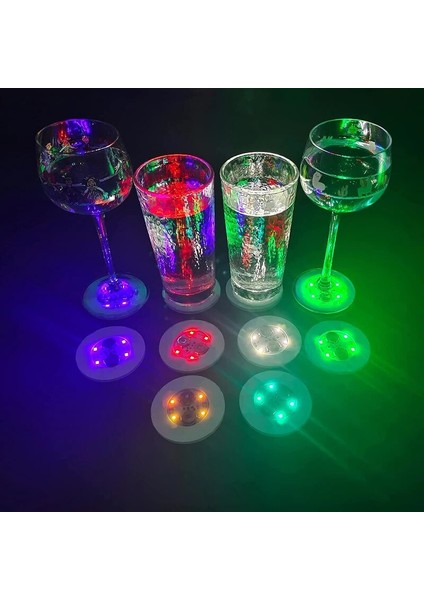 Beyaz Işık 10 Adet LED Coaster Çıkartmalar Içecek Bardağı Bardak Pedleri Lamba Şarap Likör Şişeleri Coaster Noel Düğün Parti Dekor Mat Yanıp Sönen Işıklar (Yurt Dışından) fırsatları