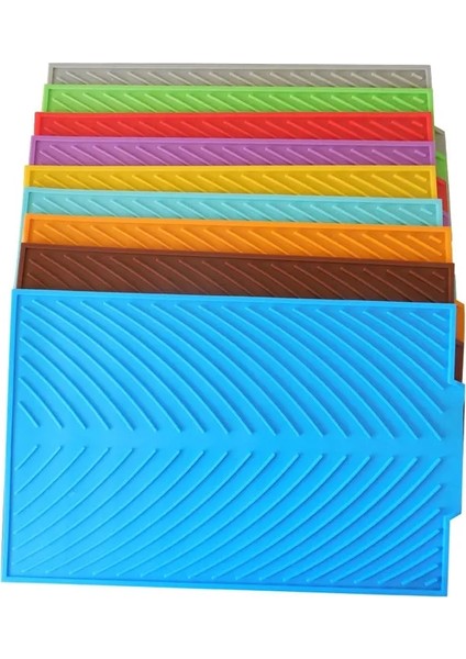 Yeşil L (43X33 Cm) Mutfak Silikon Drenaj Pedi Saklama Kabı Fincan Kurutma Mat Süzgeç Tepsisi Kaymaz Tavalar Sofra Için Haşlanma Önleyici Pot Tutucu Placemat (Yurt Dışından)