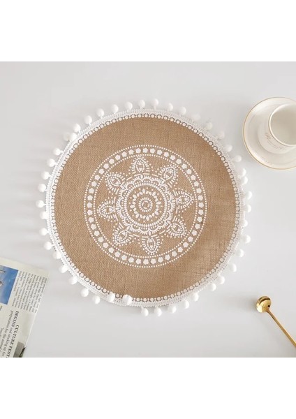 Pamuk Topu 1 38 cm Iskandinav Dokuma Placemats Jüt Placemats Ev Dekor Paspaslar Yuvarlak Saçak Kenar Yemek Masası Paspaslar Yalıtım Paspasları Placemats Masa Için (Yurt Dışından)