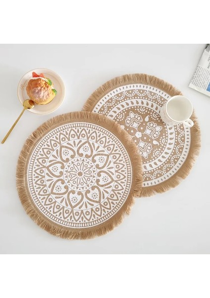 Pamuk Topu 1 38 cm Iskandinav Dokuma Placemats Jüt Placemats Ev Dekor Paspaslar Yuvarlak Saçak Kenar Yemek Masası Paspaslar Yalıtım Paspasları Placemats Masa Için (Yurt Dışından)