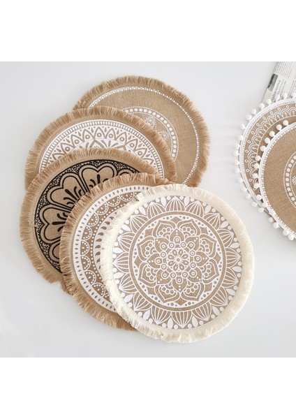 Pamuk Topu 1 38 cm Iskandinav Dokuma Placemats Jüt Placemats Ev Dekor Paspaslar Yuvarlak Saçak Kenar Yemek Masası Paspaslar Yalıtım Paspasları Placemats Masa Için (Yurt Dışından)
