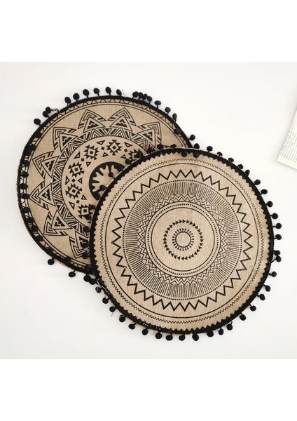 Pamuk Topu 1 38 cm Iskandinav Dokuma Placemats Jüt Placemats Ev Dekor Paspaslar Yuvarlak Saçak Kenar Yemek Masası Paspaslar Yalıtım Paspasları Placemats Masa Için (Yurt Dışından)