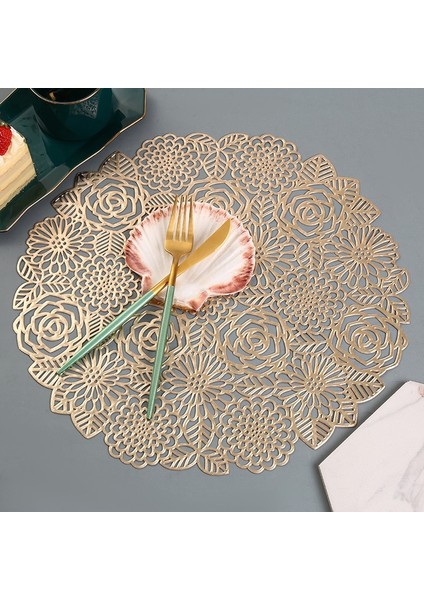 C Siyah Masa Mat Hibiscus Çiçek Bronzlaştırıcı Pvc Placemat Hollow Yalıtım Coaster Pedleri Masa Kase Ev Noel Dekor Isıya Dayanıklı (Yurt Dışından)