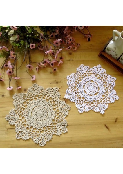 BEYAZ-12CM Yuvarlak M Yuvarlak El Tığ Işi Bardak Altlığı Peçete Vintage Pamuk Tığ Masa Yer Mat Düğün Peçeteler Kumaş Dantel Placemats Dekoratif Mantel Mesa (Yurt Dışından)