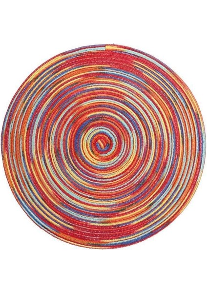 2CD-51009-013 38 cm Yuvarlak Pamuk Dokuma Iskandinav Kaymaz Mutfak Aksesuarları Placemat Coaster Yalıtım Pedi Kahve Fincanı Masa Mat Peçete Ev 51009 (Yurt Dışından)