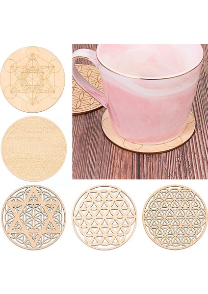 Stil 3-14 cm Günlük Renk Çakra Desen Yuvarlak Kenar Daireler Oyma Ahşap Stand Coaster Hayat Çiçeği Yeniden Yükle Taş Mutfak Sıcak Ped Mat Dekor (Yurt Dışından) fırsatları