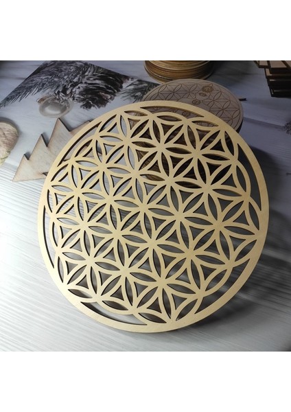 Yuvarlak 15 cm 10 Adet Yüksek Kaliteli Ahşap Duvar Burcu Hayat Çiçek Kutsal Geometri Ev Dekorasyon Ahşap Duvar Sanatı Duvar Dekorasyonu (Yurt Dışından)