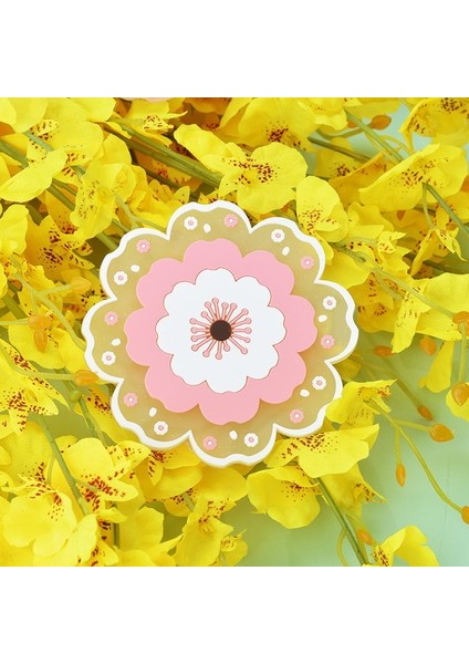 Şeftali Çiçeği 16 cm Kiraz Çiçeği Coaster Kawaii Japonya Tarzı Sakura Bardak Kahve Fincanları Için Kaymaz Masa Placemat Çay Süt Kupa Ev Dekorları (Yurt Dışından)