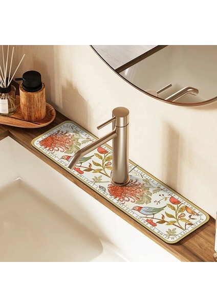 W 38X13 cm Klasik Lavabo Musluğu Drenaj Pedi Masa Mat Tuvalet Diatom Çamur Emici Ped Kaymaz Anti-Küf Mat Mutfak Tezgahı Yemek Için (Yurt Dışından) fırsatları