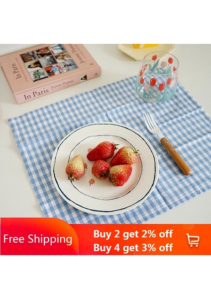 S1 Placemat S 30X40CM Ins Placemat Taze Ekose Masa Paspasları Basit Fotoğraf Arka Plan Bezi Yemek Masası Kaymaz Isıya Dayanıklı Ped Ev Dekor Masa Örtüsü (Yurt Dışından)