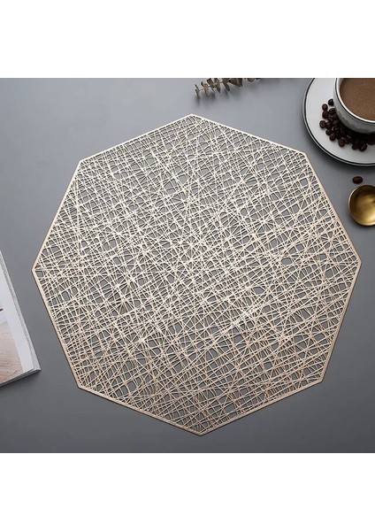 Sekizgen Altın 2 Adet 6/4/2 Adet Yuvarlak Placemats Restoran Içi Boş Pvc Dekorasyon Yemek Mat Anti-Sıcak Yemek Masası Hattı Mat Biftek Tabağı Pedi (Yurt Dışından)