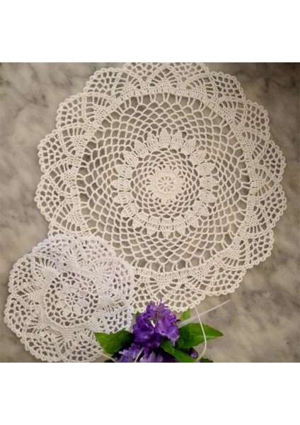 Kahverengi Yuvarlak 20 cm 2 Boyutu 2023 Yeni Pamuk Placemat Fincan Coaster Kupa Mutfak Düğün Masa Yer Mat Kumaş Dantel Tığ Çay Kahve Bardak Altlığı Peçete El Yapımı Ped (Yurt Dışından)