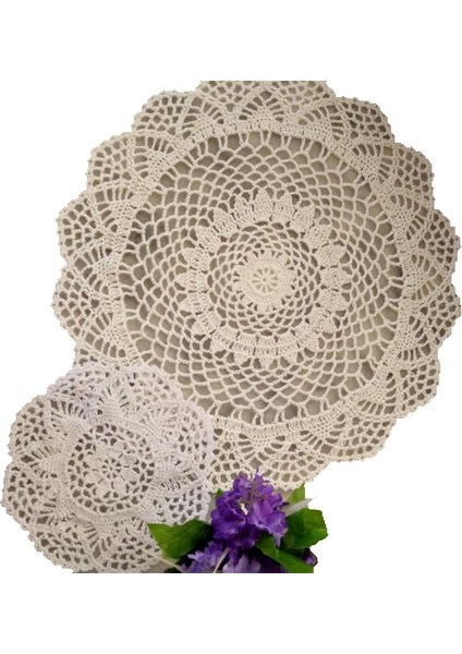Kahverengi Yuvarlak 20 cm 2 Boyutu 2023 Yeni Pamuk Placemat Fincan Coaster Kupa Mutfak Düğün Masa Yer Mat Kumaş Dantel Tığ Çay Kahve Bardak Altlığı Peçete El Yapımı Ped (Yurt Dışından)