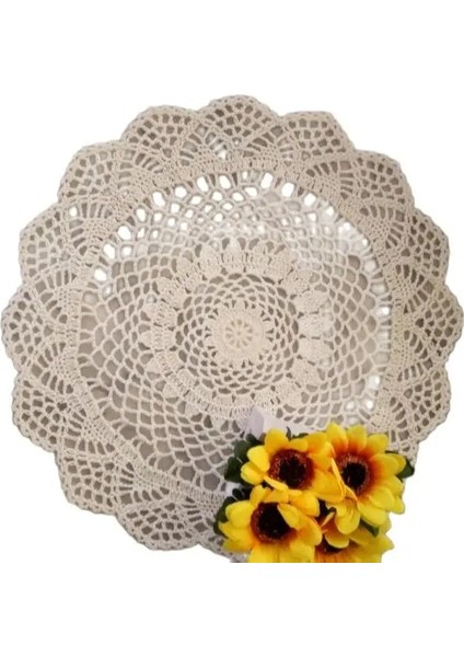 Kahverengi Yuvarlak 20 cm 2 Boyutu 2023 Yeni Pamuk Placemat Fincan Coaster Kupa Mutfak Düğün Masa Yer Mat Kumaş Dantel Tığ Çay Kahve Bardak Altlığı Peçete El Yapımı Ped (Yurt Dışından)